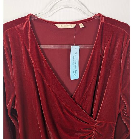 Soft Surroundings Hyannis Velvet Surplice V-Neck Red Dahlia Dress Size XL NWT - Picture 3 of 9